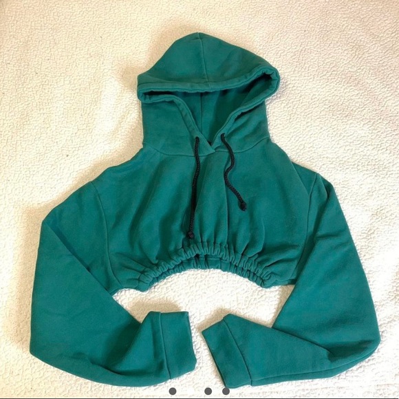 Fashion Nova Heavily Lined Cropped Track Suit Green - Picture 2 of 4